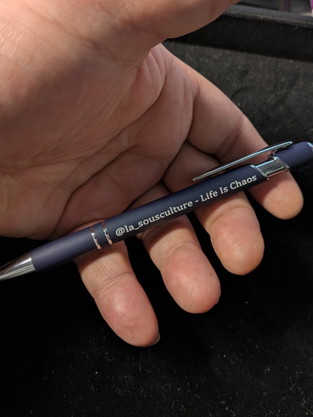 NWOT - "Life Is Chaos" by @la_sousculture - One Navy Blue Dual Pen & Stylus - Picture 3 of 3
